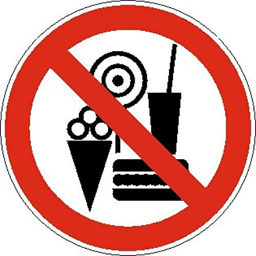 Schild: Essen, Getränke und Eis verboten - Aluminiumschild 100mm