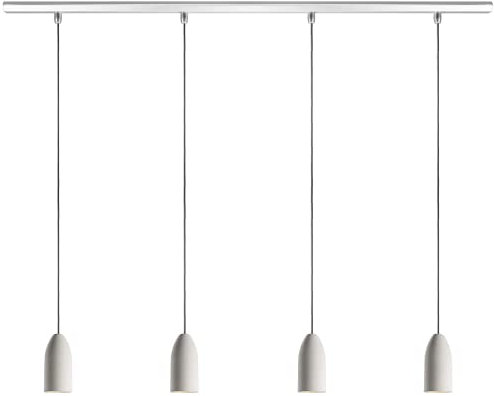 Buchenbusch urban design Pendelleuchte 4 flammig light edition, Esstischlampe hängend mit Textilkabel Baumwolle, Esstisch Pendelleuchte aus Beton