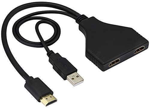 zdyCGTime Splitter HDMI 1 in 2 out con alimentazione USB,1080P 4k 30Hz Uscita audio e video simultanea,1 HDMI Maschio a doppio HDMI femmina,adatto a qualsiasi dispositivo con interfaccia HDMI.