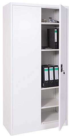 Aktenschrank HWC-H17, Stahlschrank Büroschrank Schrank, 2 Türen abschließbar Metall - 185x90x40cm weiß