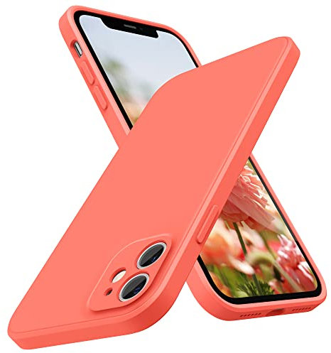 SURPHY Flat Silicone Case Compatible with iPhone 11 Case, Liquid Silicone Slim Fit Case (Individual Protection for Each Len) for iPhone 11 6.1, Pink Citrus