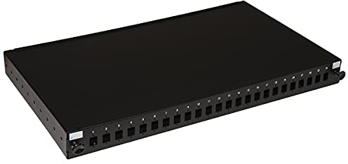 LINK LK24FON Panneau Fibre Optique 19 avec 24 Ports SC simplex ou LC Duplex Profondeur 250 mm Noir avec Accessoires pour Armoire Rack en métal résistant Dimensions 43 x 25 x 4 cm 1 unité