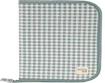 Walking Mum. Livre de naissance I Love Vichy. Housse porte-documents pour bébé avec poches transparentes et fermeture éclair. Couleur verte. Dimensions : 19 x 28 x 1 cm.