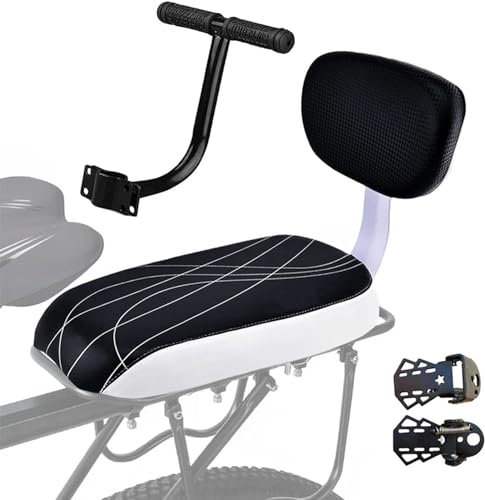 BAYINBROOK Siège arrière de vélo,sécurité pour vélo arrière siège Coussin Accoudoir de Repose-Pieds,PU Cuir Coussin Souple Siège Arrière Accessoires Ensemble pour Les Adultes (D)
