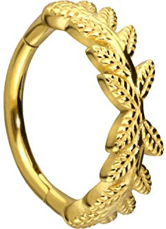 PIERCINGLINE Segmentring Clicker Chirurgenstahl BLÄTTERKRANZ Piercing Ohr Helix Conch Goldfarben 12 mm