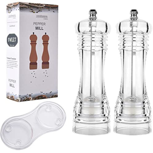 Transparente, nachfüllbare, verstellbare Grobheit, 10,2–20,3 cm, Acryl, transparente Pfeffermühle, Pfefferkörnermühle, Kombi-Salz-Pfefferstreuer mit Keramik-Rotor, Küchenutensilien(15,2 cm, 2 Stück)