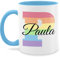 Tasse Tassen 325ml - Anfangsbuchstabe Name - One Love Liebe Rainbow Regenbogen LGBTQ Gay Pride Regenbogenfarben LGBT mit Namen - 325 ml - Hellblau - buchstabentasse buchstaben paula mug namenstasse