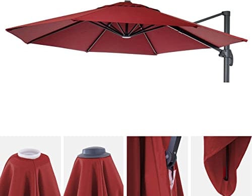 Mendler Toile de Rechange pour Parasol HWC-A96, 8 Baleines Rondes Ø4m 220g/m² Polyester, Toile de Rechange p.ex. pour Parasol déporté HWC-A96 - Bordeaux