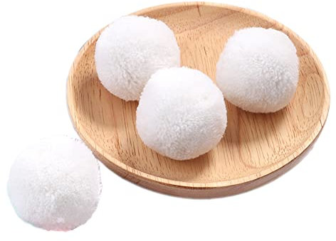 Wambere 20 STK 40 mm Bunte Pompons zum Basteln,Bunte Bommeln Bälle,Pompoms für Kunsthandwerk,Pompons Bälle für Ostern,Weihnachten,Bunte Pompons für DIY Basteln Tischdekoration Geburtstagsdeko,Weiss