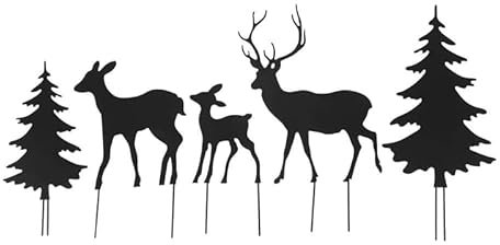 Campo Metallstecker Hirschfamilie Eisen Höhe 15-27 cm schwarz, Weihnachten, Advent, Set