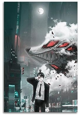 VZRSQZK Poster mit Anime-Kettensägenmann, Hayakawa Aki Fuchs, Dämonen-Poster, dekoratives Gemälde, Leinwand-Wandposter und Kunstdruck, modernes Familienschlafzimmer-Dekor-Poster, 20 x 30 cm