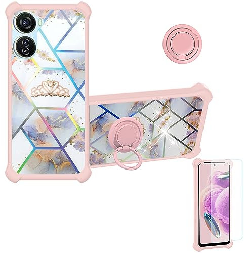 Aroepurt Hülle Für ZTE Blade V50 Design 5G hülle Kompatibel mit ZTE Blade V50 Design 5G Hülle Case Handyhülle Schutzhülle Cover [Mit 9H Härte HD Schutzfolie] PC + Silikon IMDF-HG