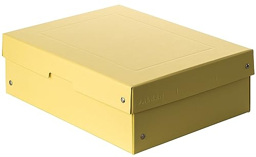 FALKEN 5x PureBox Pastell aus Recycling-Karton 100 mm hoch DIN A4 gelb | Made in Germany Aufbewahrungsbox mit Deckel Blauer Engel Vegan Geschenkbox Transportbox Schachtel Allzweckbox