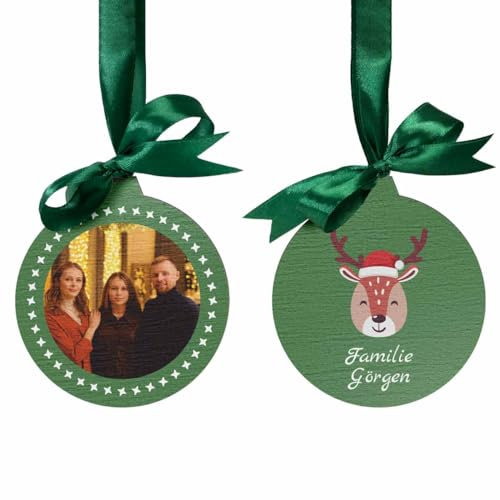 Personalisierter Weihnachtsanhänger mit Foto für Deinen Christbaum - persönlicher Christbaumschmuck mit eigenem Foto - Deko Tannenbaum selbst gestalten - individueller Holzanhänger