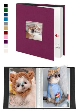 Miaikoe Fotoalbum 10x15 50 Taschen 2 Pakete, Slip in Top Loading Leinen Mini Album Buch hält 100 vertikale 10x15cm Fotos für Familie Hochzeit Baby Violett