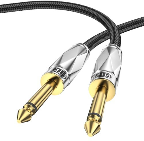 EMK 6.35mm Guitar Cable 6m, Braided Instrument Cable for Electric Guitar, Bass, Amplifier, Speaker, Keyboard