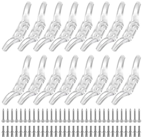 16PCS Blind Cord Cleats,Blind Cord Safety Device,Blind Clips,Roman Blind Clips with 32 Pcs Screws&Expansion Tubes(transparent)