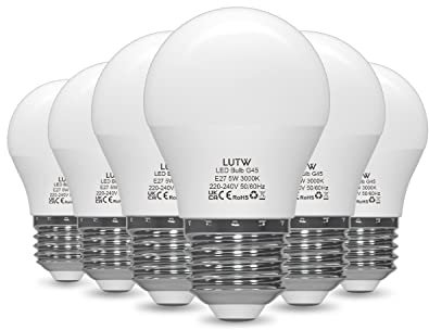LUTW E27 LED Lampe G45, 5W LED Glühbirne ersetzt 40W Glühlampen, Mini Globe G45, 480lm Leuchtmittel, 3000K Warmweiß LED Birne, 220° Abstrahlwinkel Energiesparlampe, Nicht Dimmbar, 6 Stück