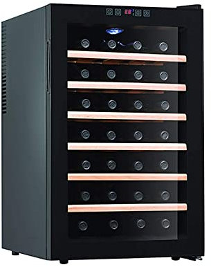 Cantinetta per Vino 28 Bottiglie Cantinetta per Vino a Doppia Zona Porta in Vetro temperato a Tre Strati Assorbimento Silenzioso degli Urti Smart Touch No Frost Fit Bottiglie di Champagne