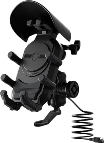 Soporte de teléfono para Moto con Cargador - Soporte para teléfono para Manillar de Moto, Soporte para móvil para Moto | Cargador inalámbrico de Carga rápida, Soporte para Manillar del