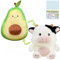 Avocado kuscheltier, Kuh kuscheltier, 2-in-1 Avocado-wendbares Plüschspielzeug - Weiches und süßes beidseitig verwandelbares Kuscheltier, Kreatives Geschenk für Kinder(26cm)+Exquisite Grußkarte