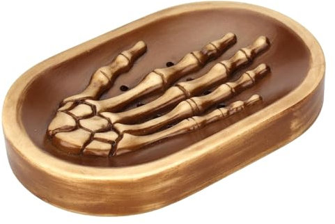 syayw Vasca di scarico del bagno, vassoio di barra di shampoo per doccia, di supporto per barra di pulizia del corpo della mano scheletro in resina vassoio di stoccaggio bar