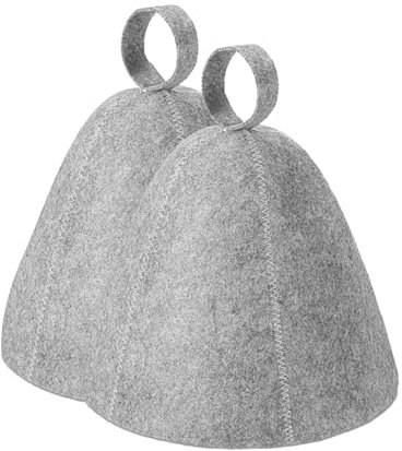 2PCS Sauna Hat,Ergonomi Felted Sauna Cap for Women and Men,Steam Bath Hat Room Accessories Felt Heat Dry Headrest,Steam Room Essential Parts,Simple Natural Stylish Appearance(Grey)