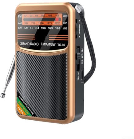 Pocket Handheld Radio,3W Radio Designed Rechargeable 1000mAh AM/FM/SW Reception Technology(Gold)