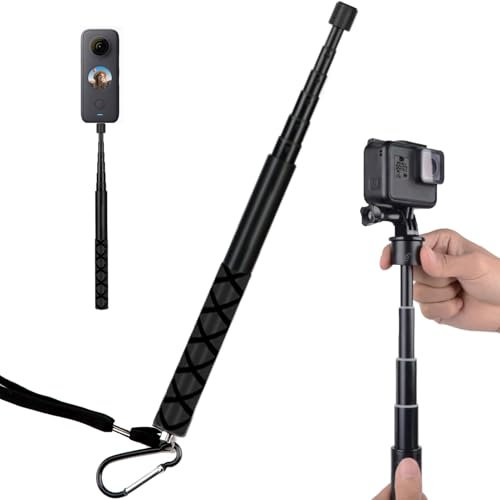 Palo Selfie para Insta360 Invisible Aluminio Para Cámaras de Acción Palo de Selfie Stick Insta360 Gopro Accesorios Extensible Hasta 120cm Monopod Telescópico Portátil Para GoPro Hero Dji Osmo Insta360