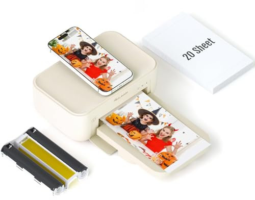 HPRT CP4100 Imprimante Photo instantanée 4 x 6 Wi-FI pour iPhone, Android, Smartphones avec Impression vidéo AR pour la Maison avec 20 Feuilles et 1 Ruban encreur