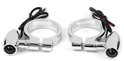 Clignotant Moto Tubes de Fourche Avant de 41mm, Clignotant Ambre, Lampes indicateurs de Support Avant de Moto Clignotant Moto lde homologué(2pcs Chrome)