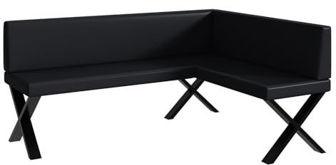 MEBLINI Eckbank für Esszimmer - Küchenbank - Essecke - Sitzecke Küche - Toni - X-Beine 128x168x87cm Rechts - Schwarz Kunstleder