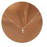 ESHIONER Kreuz Kette Damen Silber Kreuzkette Kreuz Anhänger Halskette Layered Wasserfest Kette Kreuz Choker 18K Gold Vergoldet Damen Christlicher Schmuck Geschenke für Damen Mädchen