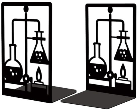 Peacoblue Metall-BuchstüTzen-Stopper-Halter füR Regale Dekorative, 13.5 X 11 X 20 cm Moderne Kreative Robuste BuchstüTzen, Stopper-Halter füR Schreibtischregal, 1 Paar (Chemie- Und Laborflaschen)