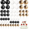 54Pcs Ball Cake Topper Decorations, Black White Gold Cake Balls, Black Cake Decoration for Men, Mini Balloons Cake Topper Balls for Birthday Party Halloween Cake/Cupcake (Black, White, Gold)