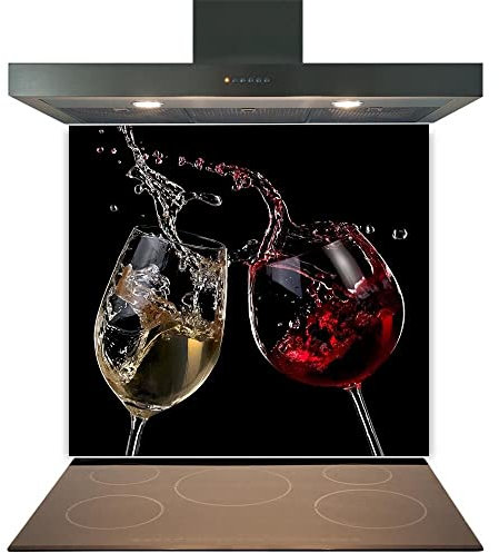 Kitchen Glass Splashback Heat Resistant Toughened Glass - Two Wine Splash Design - 60cm (w) x 80cm (h)
