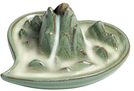 Asuinxurr Wasserfall-Rückfluss-Räuchergefäß Aus Keramik, Handgefertigtes Kleines Räuchergefäß, Räucherkegelhalter, Brunnen, Aromatherapie-Ornament, Einfach zu Verwenden