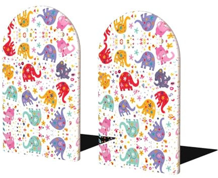 Serre-livres colorés avec impression d'éléphant en bois robuste pour la maison, le bureau, accessoires de protection de bureau