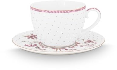 Pip Studio Jolie Dots Gold Pink Tasse mit Untertasse 280ml
