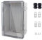 IP67 Waterproof Junction Box, ABS Plastic Electrical Enclosure with Stainless Steel Latch, Hinged Cover Electric Box with Mounting Plate, Wall Brackets & Cable Glands 280x190x140mm