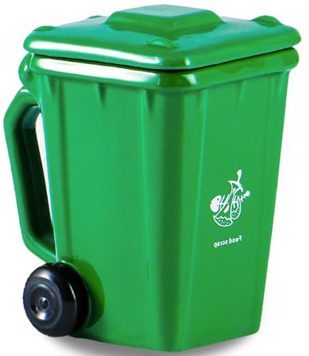 Wheelie Bin Ceramic Mug, Funny Trash Can Cup, 400ML Recycle Bin Mug,Rubbish Bin Mug, Creative Holiday Gifts for Men and Women (Green)