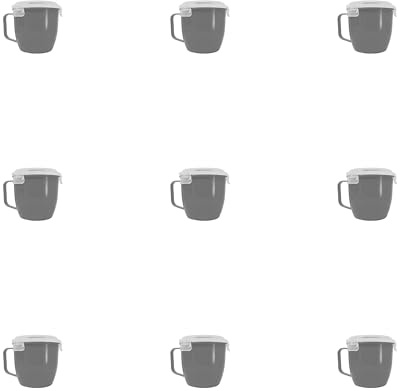 9er Set Graue Becher Mit Henkel - 620 ml Hitzebeständige Tasse Für Unterwegs - Mikrowellengeeignet, Spülmaschinenfest - BPA-freier Kunststoff - Ideal Für Kaffee, Suppe, Porridge