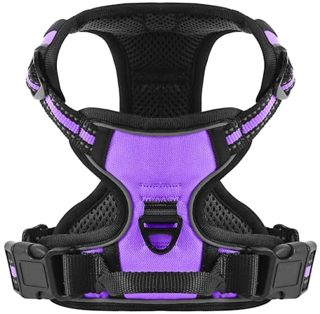 Demigreat Hundegeschirr Mittelgroße Grosse Hunde, Anti Zug Hundegeschirr Gepolstert mit Griff, Atmungsaktiv Reflexstreifen Verstellbar Brustgeschirr