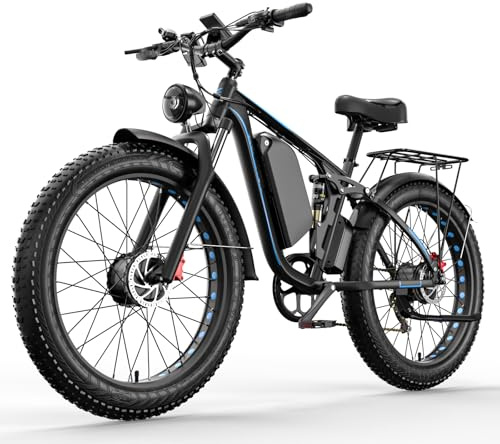 E-Bike Snokco EB7Pro 2 x bürstenlose Motoren 100 Nm x 2 Abnehmbarer Akku 52 V 23 Ah Vollfederungssystem Hydraulische Scheibenbremsen 26 Zoll Elektrofahrrad Offroad