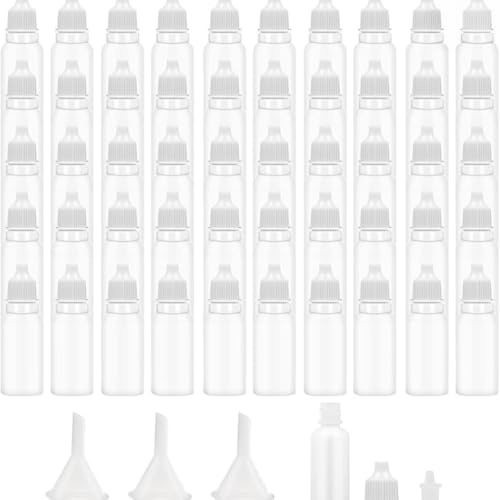 50 Pack 5ml-100ml Plastic Dropper Bottle Empty Squeezable Eye Dropper Liquid Dispenser Travel Dropper Bottles with Funnel with Screw Caps for Essential Oils Paint (20ML,Black)