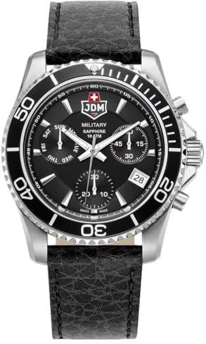 Jacques Du Manoir Millitary Herren Analog Uhr mit Leder Armband JDM-WG019-05