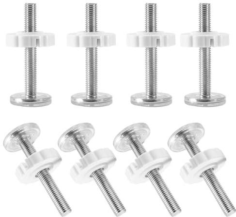 8 Packs Pressure Mounted Stair Gate Fittings, M10 x 80MM Baby Safety Gates Accessory Screw Bolts Kit, Extension Fittings Walk Thru Gates Accessory Spindle Bolts Kit for Pet and Baby Gates (White)