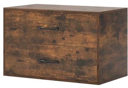 Multigot Chest of Drawers, 2-Drawer Dresser Storage Cabinet | Freestanding Wooden Storage Chest Organizer Unit with Anti-tipping Device & Metal Handles for Living Room Bedroom