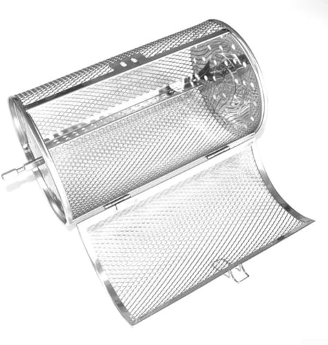 Oniissy Stainless Steel Rotating Grill Basket with 360-Degree Rotation for Even Cooking, Movable Door Design for Easy Access, Dishwasher Safe Barbecue Tool for Outdoor