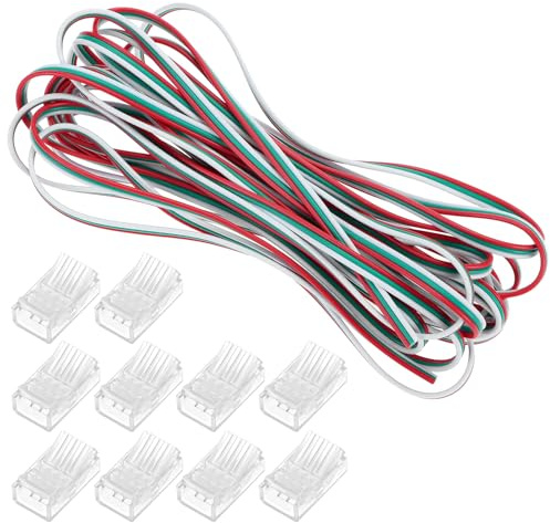 QWORK® LED Streifen Verlängerungskabel 5m 3 Pin 22 AWG, mit 10 Stück 10mm LED Verbinder, 5V/12V/24V Kompatibel